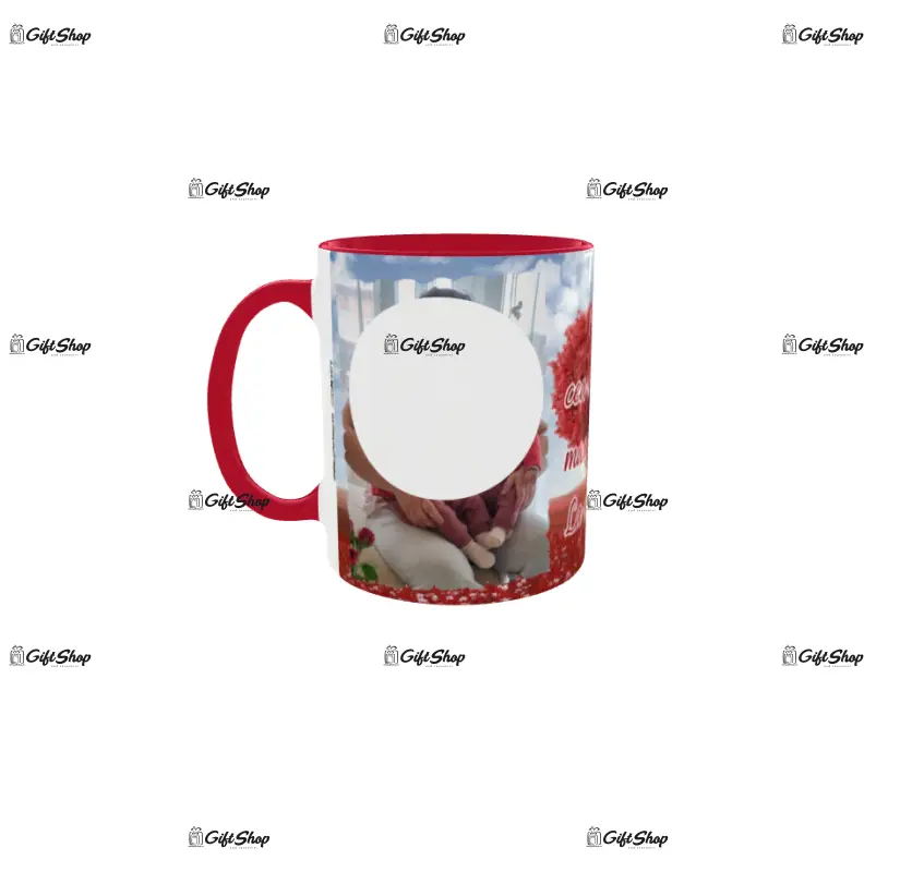 Pentru cea mai iubita mama si sotie, cana din ceramica, 330ml, personalizata cu 2 poze si text model 3371